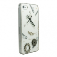 iPhone4・4S専用ケース　クリア　ジッパーとクロス&歯車