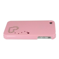 iPhone4・4S専用ケース　桃　ラインストーンハート