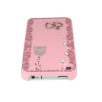 iPhone4・4S専用ケース　桃　鳥かごチャペル