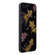 iPhone5専用ケース　黒5　金魚大