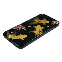 iPhone5専用ケース　黒5　金魚大
