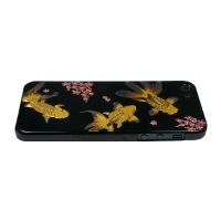 iPhone5専用ケース　黒5　金魚大