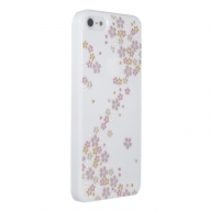iPhone5専用ケース　白5　桜流れ