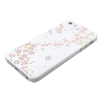 iPhone5専用ケース　白5　桜流れ