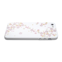 iPhone5専用ケース　白5　桜流れ
