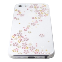 iPhone5専用ケース　白5　桜流れ