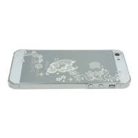 iPhone5専用ケース　クリア5　蝶横レース白