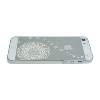 iPhone5専用ケース　クリア5　白レース流れ