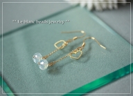 一粒ガラス&ハートのロングピアス