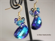スワロフスキー#6621 ピアス(blue mix)　