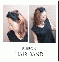 ビッグデカリボンヘアバンド　ドット　黒ブラック